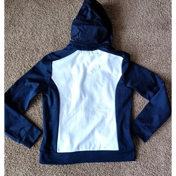 L-RL Lauren Active Track Jacket Size Small Full Zip White Blue Zip Away Hoodie - Picture 2 of 10